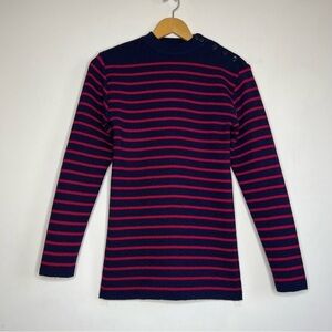 Vintage Saint James Wool Sweater in Blue & Red Stripes - Unisex